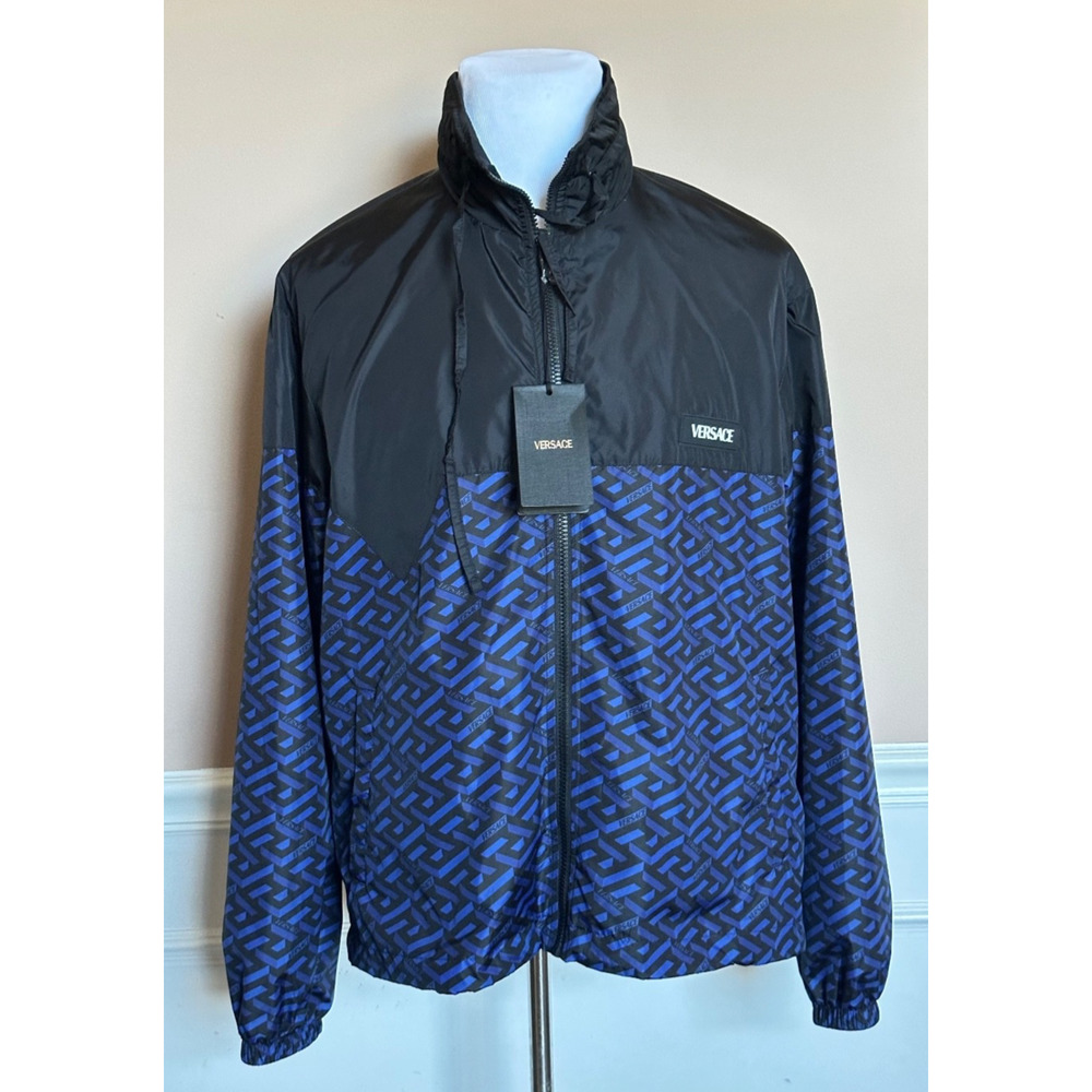 Versace Men's Blouson Jacket Windbreaker Blue/Black 46 US (56) 1010101 NWT $925